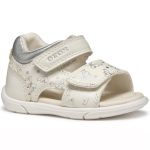 Geox B Zapito D fehér-ezüst masnis csillámos 2 tépőzáras respira (lélegző) bőr kislány gyerekszandál