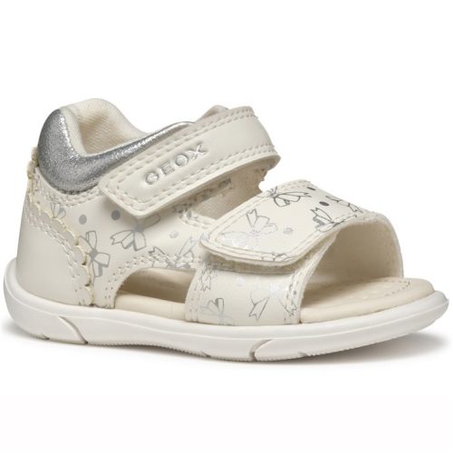 Geox B Zapito D fehér-ezüst masnis csillámos 2 tépőzáras respira (lélegző) bőr kislány gyerekszandál