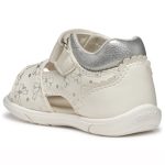 Geox B Zapito D fehér-ezüst masnis csillámos 2 tépőzáras respira (lélegző) bőr kislány gyerekszandál