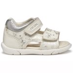 Geox B Zapito D fehér-ezüst masnis csillámos 2 tépőzáras respira (lélegző) bőr kislány gyerekszandál