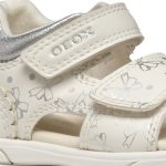 Geox B Zapito D fehér-ezüst masnis csillámos 2 tépőzáras respira (lélegző) bőr kislány gyerekszandál