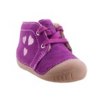 Siesta-Richter fűzős burgundi lila csillogó szívecskés bélelt orrvédős lány első lépés cipő