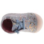 Siesta-Richter világoskék csillogó szívecskés fűzős velúrbőr orrvédős lány tipegő