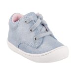 Siesta Richter világoskék csillogós fűzős orrvédős bőr kislány első lépés cipő