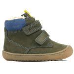 Siesta-Richter magas szárú 2 tépőzáras khakizöld nubuk bundás téli bakancs
