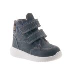 Siesta-Richter magas szárú 2 tépőzáras sötétkék csillagos vízálló (Richtex) nubuk bundás téli bakancs