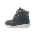 Siesta-Richter magas szárú 2 tépőzáras sötétkék csillagos vízálló (Richtex) nubuk bundás téli bakancs