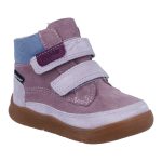 Siesta-Richter rózsaszín-mályva 2 tépőzáras sympatex (vízálló) szőrme béléses barefoot talpú velúr bőr kislány bakancs