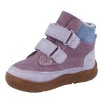 Siesta-Richter rózsaszín-mályva 2 tépőzáras sympatex (vízálló) szőrme béléses barefoot talpú velúr bőr kislány bakancs