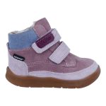 Siesta-Richter rózsaszín-mályva 2 tépőzáras sympatex (vízálló) szőrme béléses barefoot talpú velúr bőr kislány bakancs