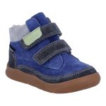 Siesta-Richter kék-zöld-szürke 2 tépőzáras sympatex (vízálló) szőrme béléses barefoot talpú bőr fiú bakancs