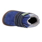 Siesta-Richter kék-zöld-szürke 2 tépőzáras sympatex (vízálló) szőrme béléses barefoot talpú bőr fiú bakancs