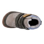 Siesta-Richter bézs-barna-zöld 2 tépőzáras sympatex (vízálló) szőrme béléses barefoot talpú velúr bőr fiú bakancs