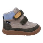 Siesta-Richter bézs-barna-zöld 2 tépőzáras sympatex (vízálló) szőrme béléses barefoot talpú velúr bőr fiú bakancs