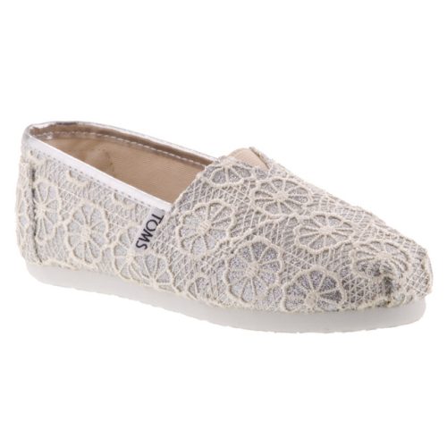 TOMS CLASSIC ezüst HÍMZETT VIRÁGOS balerina cipő