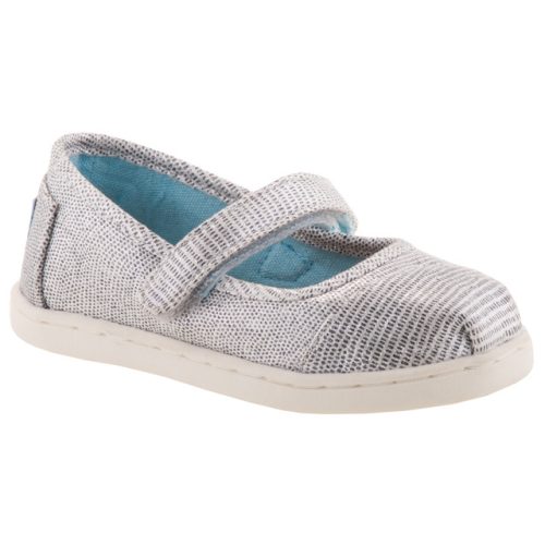 TOMS Mary Jane SILVER METAL balerina cipő