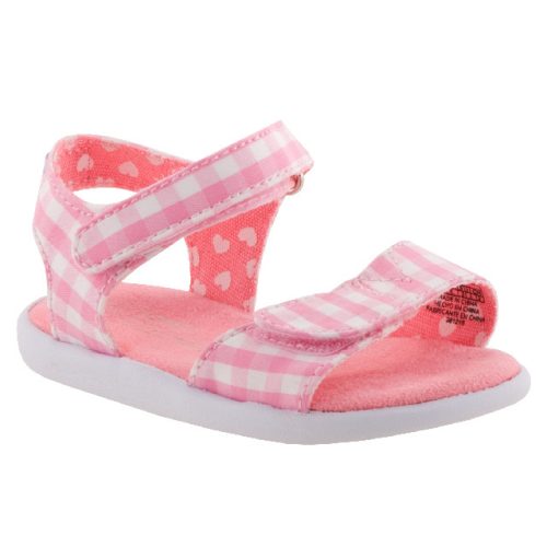 TOMS STRAPPY PINK rózsa/fehér kockás 2 tépős szandál