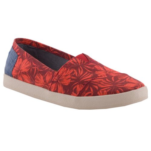 TOMS AVALON RED bordó/piros VIRÁGOS belebújós cipő