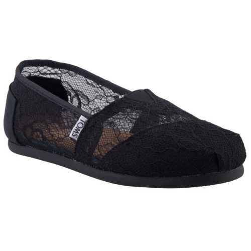 TOMS BLACK LACE fekete átlátszó belebújós cipő