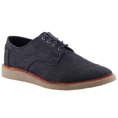 TOMS BROGUE BLACK DENIM fekete farmer fűzős cipő