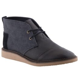 TOMS MATTEO CHUKKA BLACK LEATHER fekete/szürke fűzős magasszárú cipő   TOMS MATTEO CHUKKA BLACK LEATHER fekete/szürke fűzős magasszárú cipő