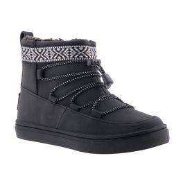 TOMS ALPINE fekete cipzáras/összehúzós félmagas szőrmés téli bakancs   TOMS ALPINE fekete cipzáras/összehúzós félmagas szőrmés téli bakancs
