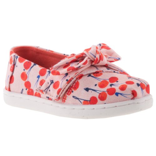 TOMS CLASSIC rózsaszín/piros cseresznyés masnis tépős balerina cipő