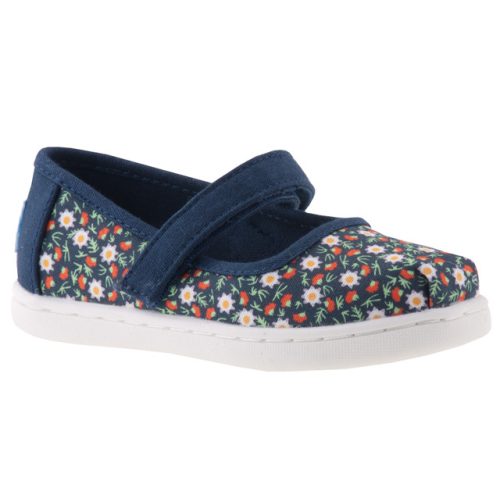 TOMS MARY JANE sötétkék/virágos tépős balerina cipő 22-28.5