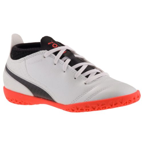 PUMA ONE 17.4 gyöngyház/narancs/fekete félmagas foci teremcipő