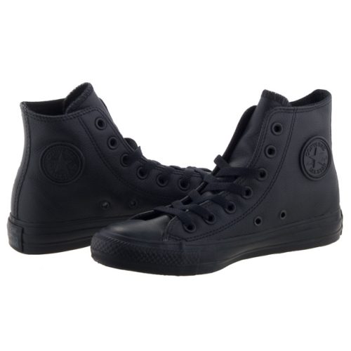 CONVERSE CHUCK TAYLOR ALL STAR HI fekete bőr fűzős magasszárú cipő