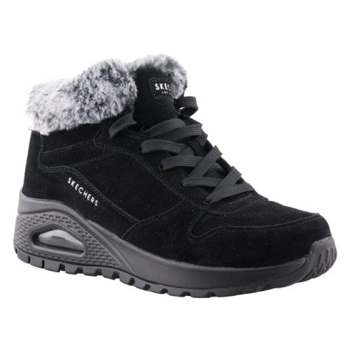 Skechers Uno Rugged-Wintriness memory foam bundás fekete fűzős női téli cipő