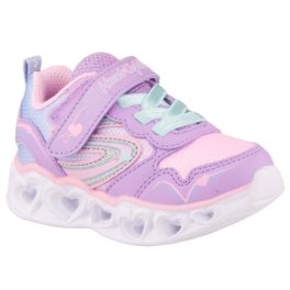 Skechers S Lights tépőzáras-gumifűzős lila-rózsaszín-türkizkék szívecskés világítós lány sportcipő   Skechers S Lights tépőzáras-gumifűzős lila-rózsaszín-türkizkék szívecskés világítós lány sportcipő