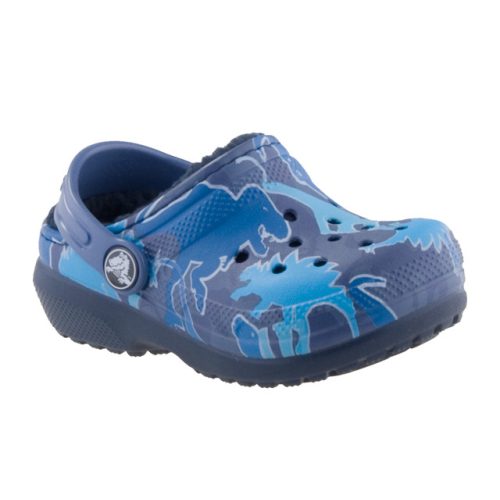 CROCS CLASSIC LINED GRAPHIC kék DÍNÓ MINTÁS BUNDÁS papucs