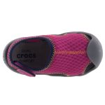 CROCS SWIFTWATER SANDAL tépőzáras málna/kék/szürke orrvédős gyerek viziszandál