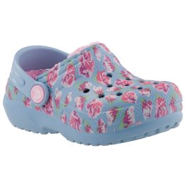 CROCS CLASSIC LINED CLOG világoskék/rózsa virág mintás BUNDÁS papucs   CROCS CLASSIC LINED CLOG világoskék/rózsa virág mintás BUNDÁS papucs