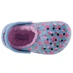 CROCS CLASSIC LINED CLOG világoskék/rózsa virág mintás BUNDÁS papucs