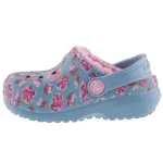 CROCS CLASSIC LINED CLOG világoskék/rózsa virág mintás BUNDÁS papucs