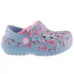 CROCS CLASSIC LINED CLOG világoskék/rózsa virág mintás BUNDÁS papucs