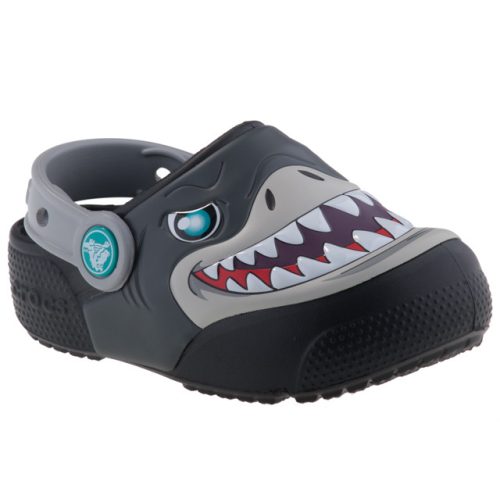 CROCS SHARKS LIGHTS CLOG fekete/szürke LEDES VILLOGÓ pántos papucs