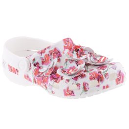 CROCS CLASSIC TIMELESS fehér/rózsa mintás 5 levehető Jibbitz virággal   CROCS CLASSIC TIMELESS fehér/rózsa mintás 5 levehető Jibbitz virággal