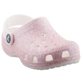 Crocs Classic Glitter Clog fehér-rózsaszín csillámos lány papucs   Crocs Classic Glitter Clog fehér-rózsaszín csillámos lány papucs