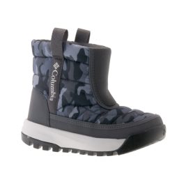 Columbia Youth Snowtrot Mid szürke-fekete terepmintás textil belebújós (omni-heat) kisfiú téli csizma   Columbia Youth Snowtrot Mid szürke-fekete terepmintás textil belebújós (omni-heat) kisfiú téli csizma