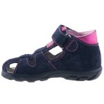 SIESTA-RICHTER 2 csatos tépős sötétkék/ciklámen metál zárt orrú velúr szandál