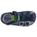 SZÍNHIBÁS SIESTA-RICHTER 2 csatos tépős sötétkék/zöld zárt orrú velúr bőr szandál