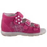 SIESTA-RICHTER málna 2 csatos tépőzáras HARÁNTEMELŐS velúr bőr gyerek szandál