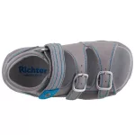 SIESTA-RICHTER 2 csatos tépős szürke/kék HARÁNTEMELŐS nubuk bőr szandál