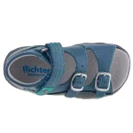 SIESTA-RICHTER tépős 2 csatos sötétkék/fekete/türkiz HARÁNTEMELŐS velúr bőr szandál