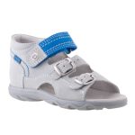 SIESTA-RICHTER tépőzáras 2 csatos szürke/kék HARÁNTEMELŐS bőr gyerek szandál
