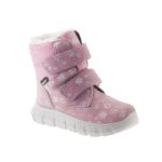Siesta-Richter rózsaszín hópelyhes 2 tépőzáras szőrme béléses sympatex (vízálló) velúr bőr kislány csizma
