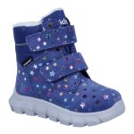Siesta-Richter sötétkék csillagos 2 tépőzáras szőrme béléses sympatex (vízálló) velúr bőr kislány csizma